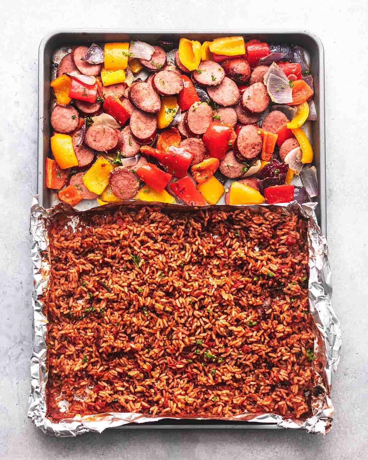 Blechwurst und Gemüse und Reis