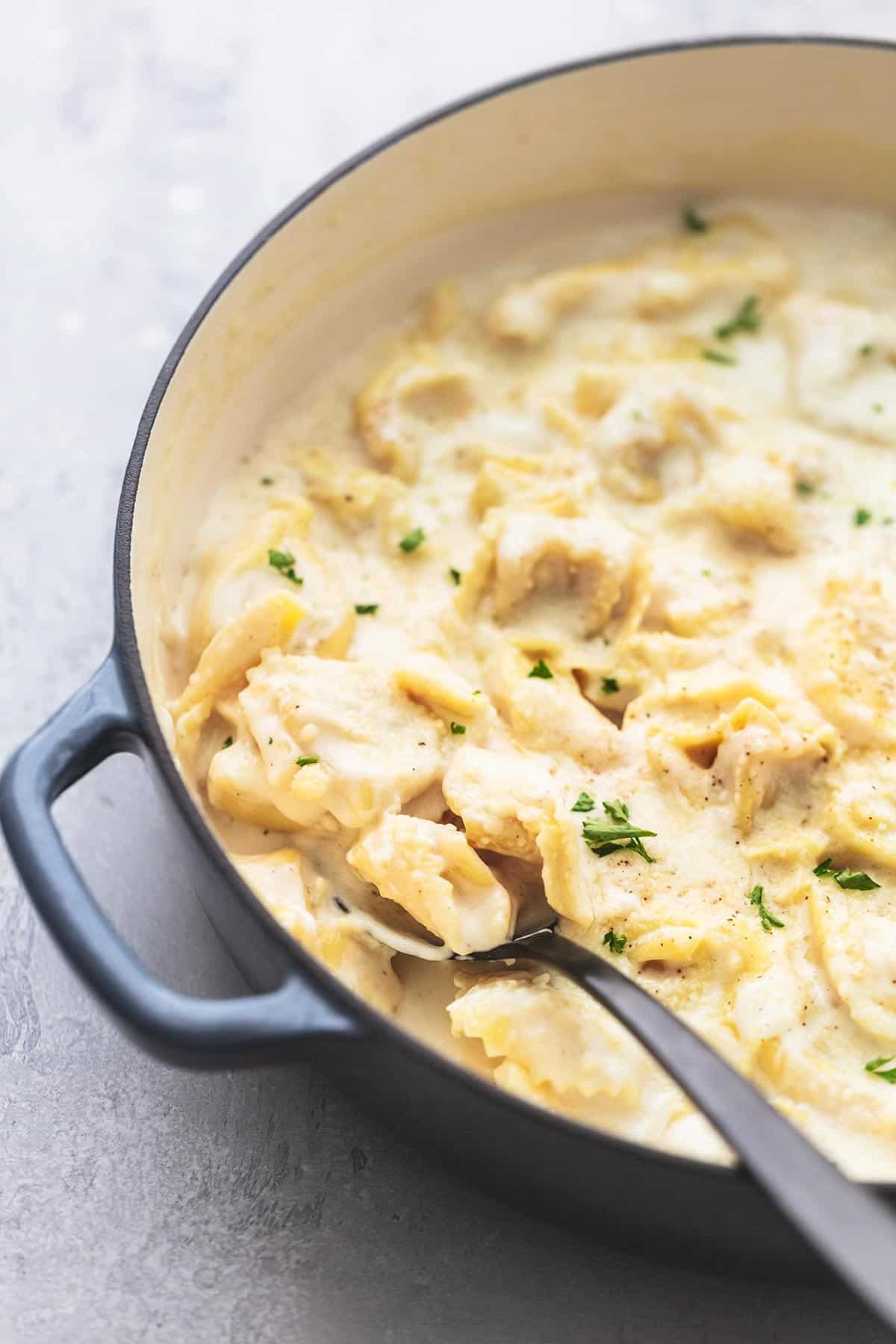 hautnah Servierlöffel mit Alfredo Tortellini Nudeln