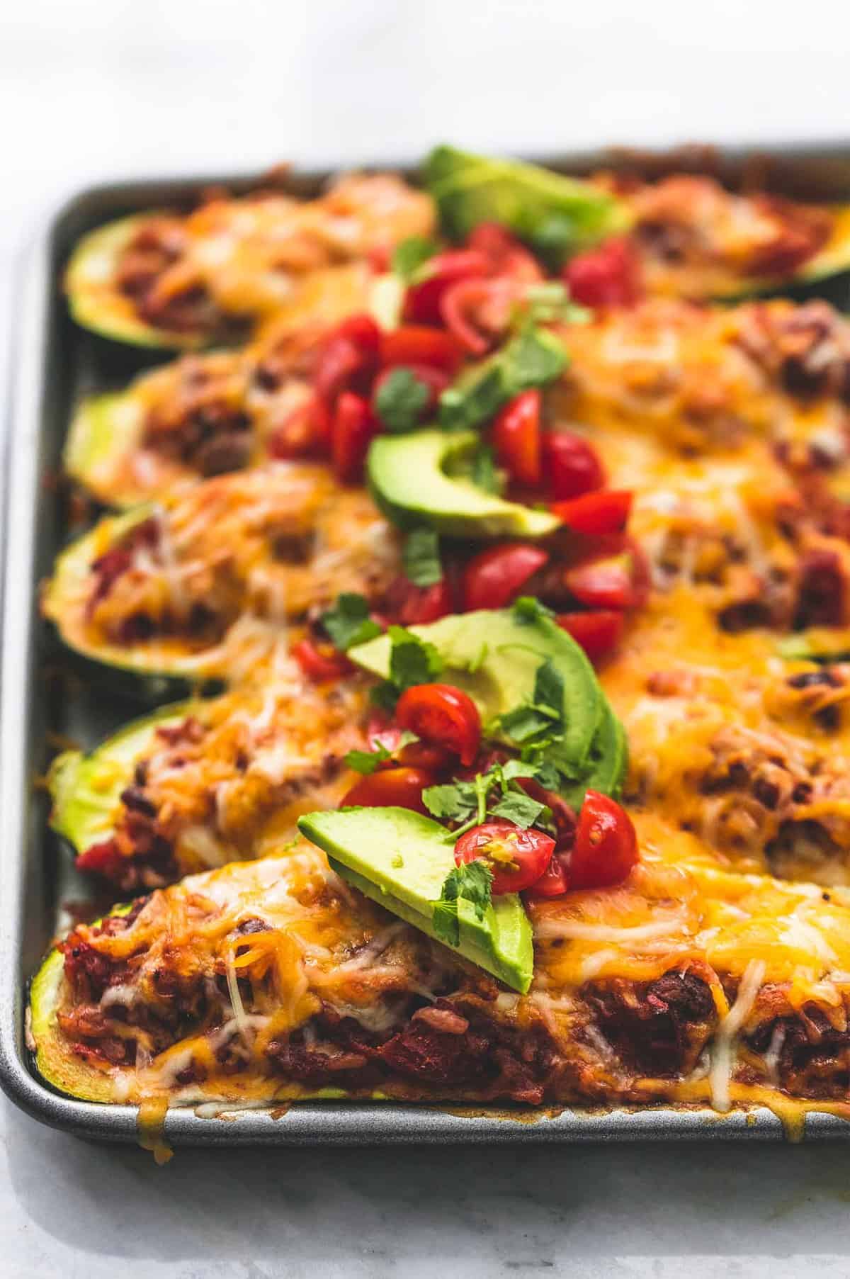 Easy Taco Stuffed Zucchini Boats healthy dinner recipe | lecremedelacrumb.com