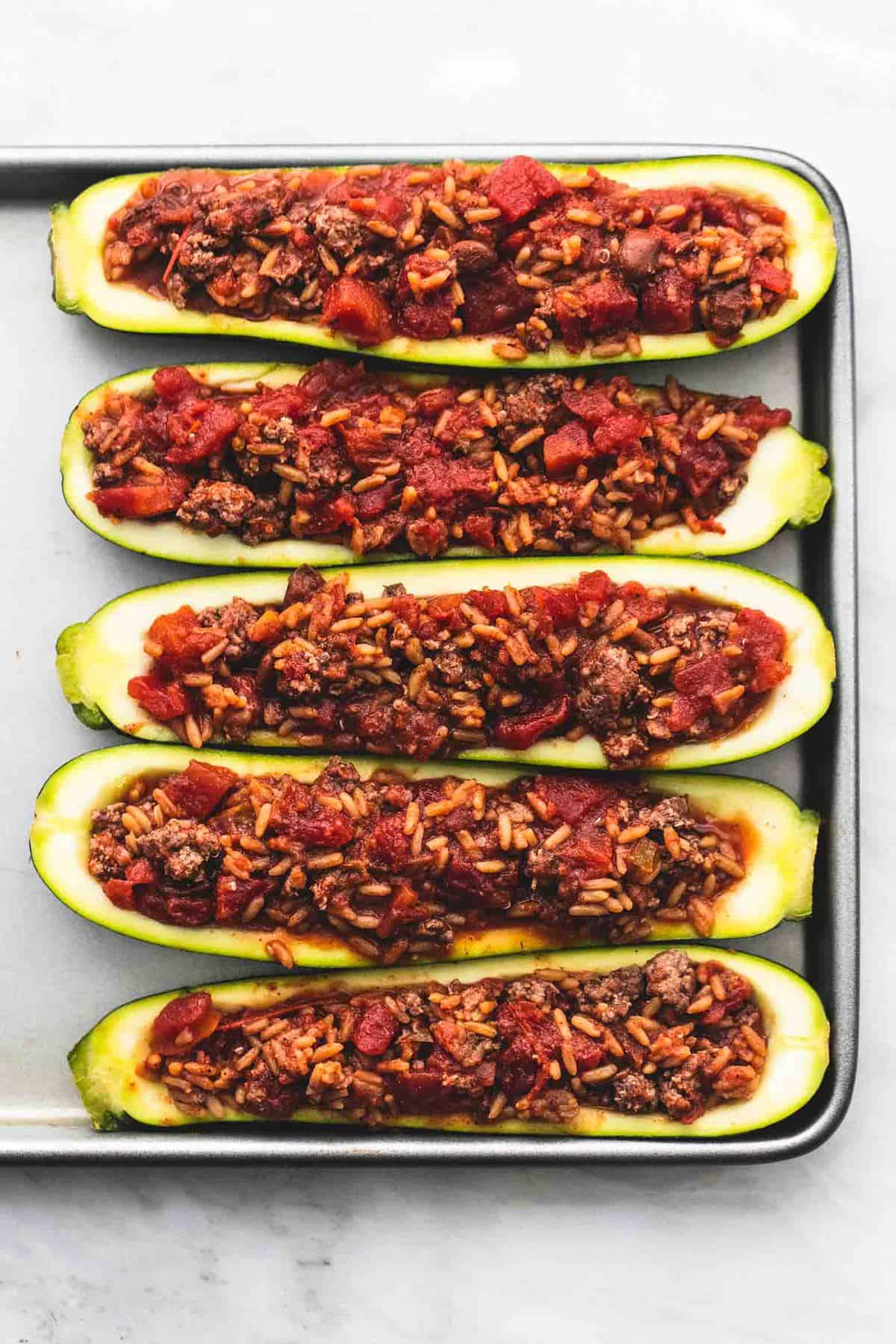 Easy Taco Stuffed Zucchini Boats healthy dinner recipe | lecremedelacrumb.com